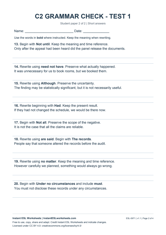 Page 2 of C2 Grammar Check - Test 1