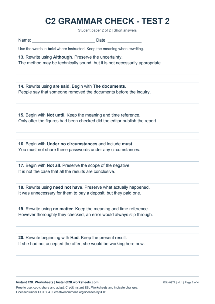 Page 2 of C2 Grammar Check - Test 2
